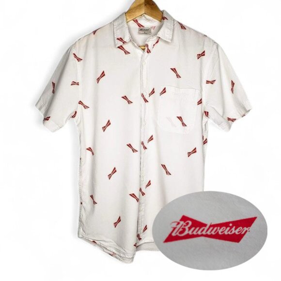 Budweiser Other - Budweiser White Button Down Shirt Men's Allover Bud Logo Party Button Down S